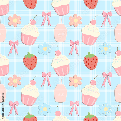 seamless pattern with cupcake