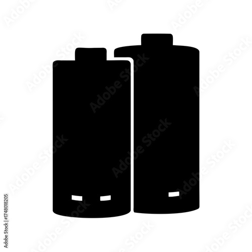 Two Battery Icons in Black and White Depicting Power Storage Devices