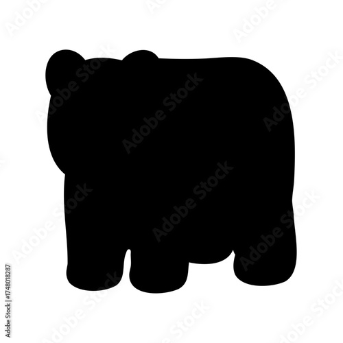 Silhouette of a chubby bear walking on all fours with round ears
