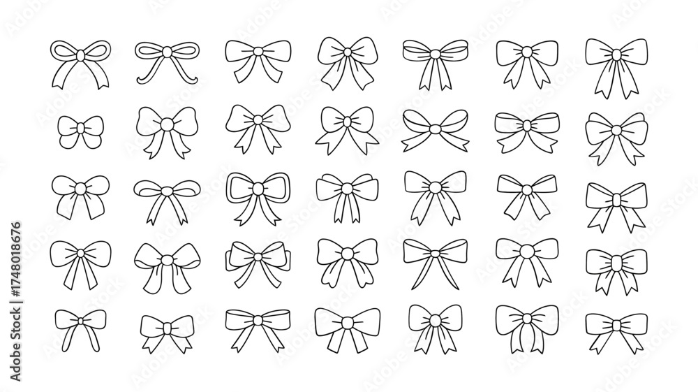 Naklejka premium Vector art of collection of various bow tie icons in different sizes and styles