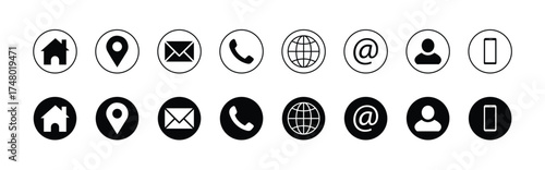 Web icon set. Contact icons set vector illustration. black and white icons set isolated