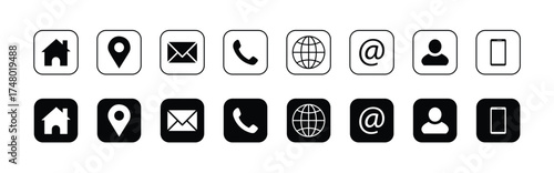 Web icon set. Contact icons set vector illustration. 