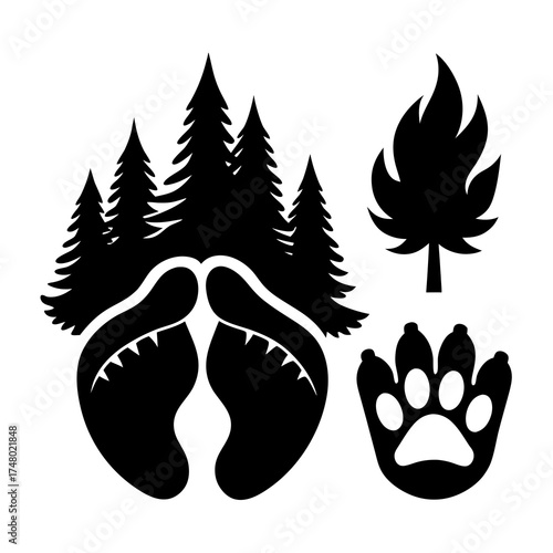 Bear claw  vector clean black silhouette design white background