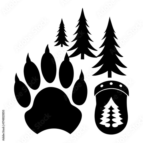 Bear claw  vector clean black silhouette design white background