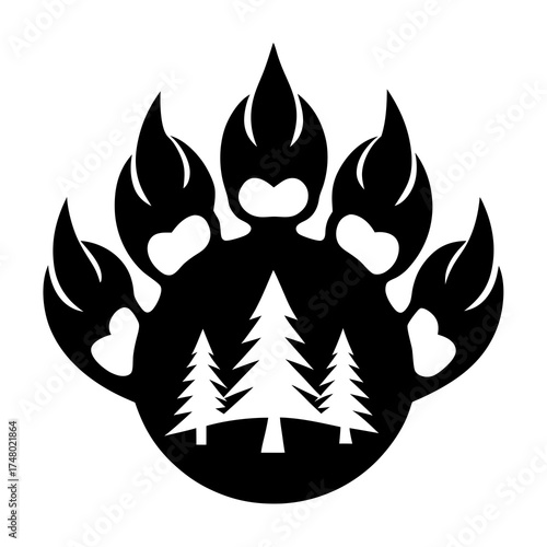 Bear claw  vector clean black silhouette design white background
