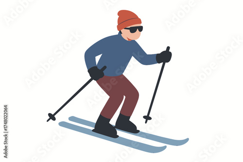 Male skier in winter gear on snowy slope