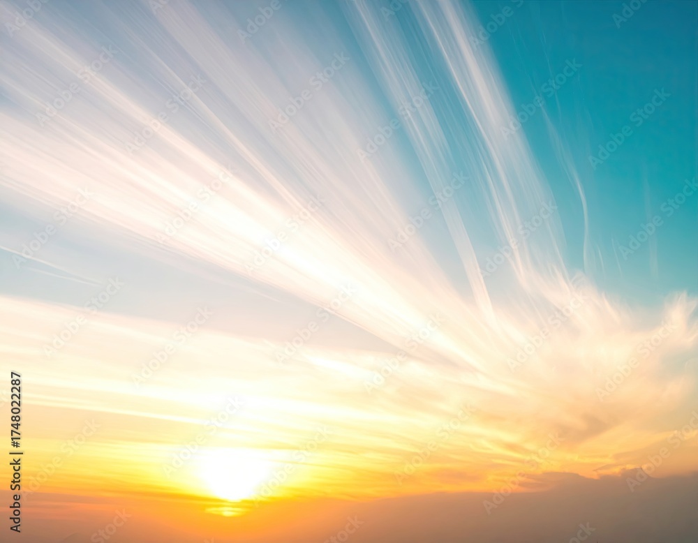 Obraz premium Sunset clouds streaking across a vibrant sky