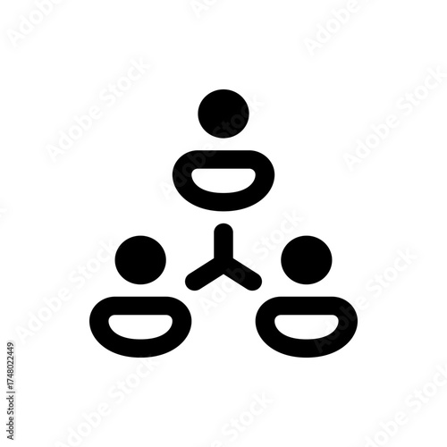 Black silhouette of a hierarchical structure showing a leader connected to two subordinates in a diagram