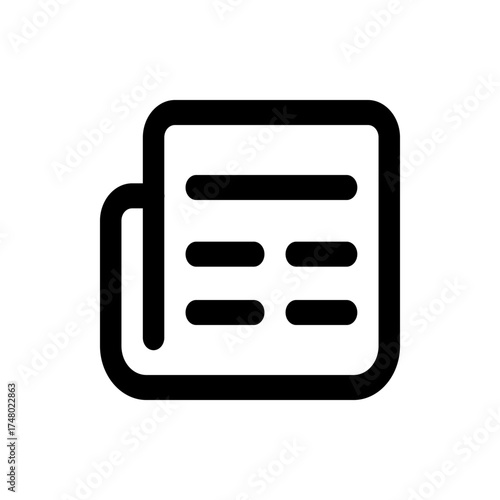 Illustration of a document icon with rounded corners and horizontal lines representing text content detail