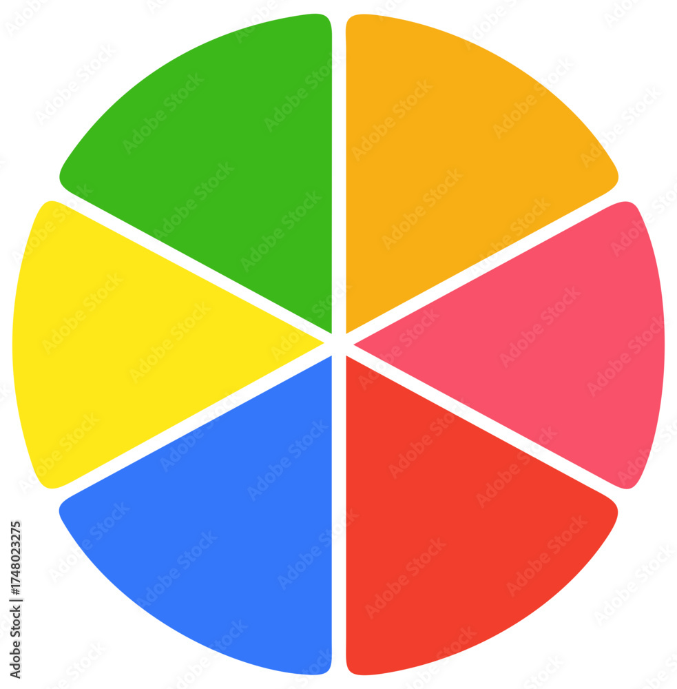 Obraz premium Pie chart 6 colors. Vector edit