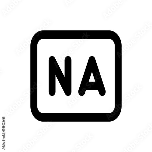 Black outlined rounded rectangle containing the letters na in a bold sans serif font on a white background