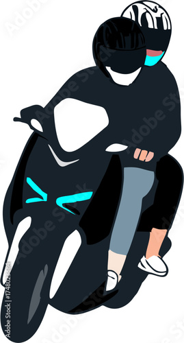 two people riding together on a motorcycle