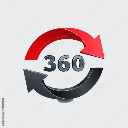 A 360-degree circular arrow graphic with the number 360 in the center, symbolizing rotation and completeness.