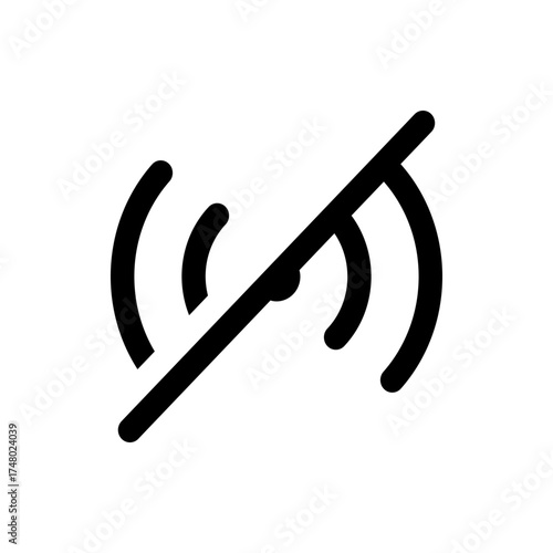 Icon depicting a crossed out wifi signal indicating no connection or a disabled wireless network symbol image