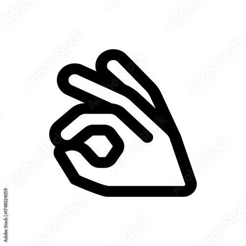 Illustration of a hand gesture with fingers forming a circle indicating agreement or approval symbol sign