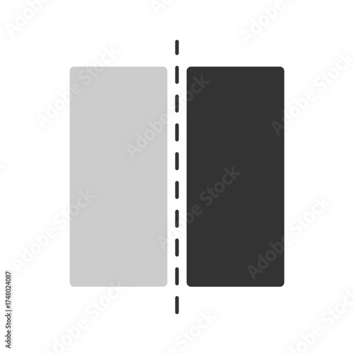 Vertical Split Screen Comparison: Differentiating Light and Dark Tones for Contrast or Choice, Minimalist Design Element for UI/UX