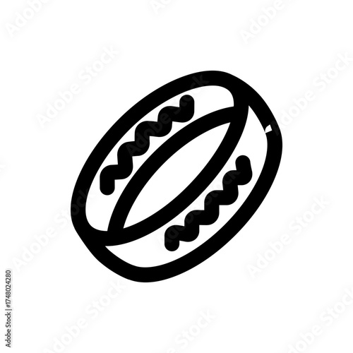 A black and white illustration of a ring with a wavy design on it in a simple and minimalist style art