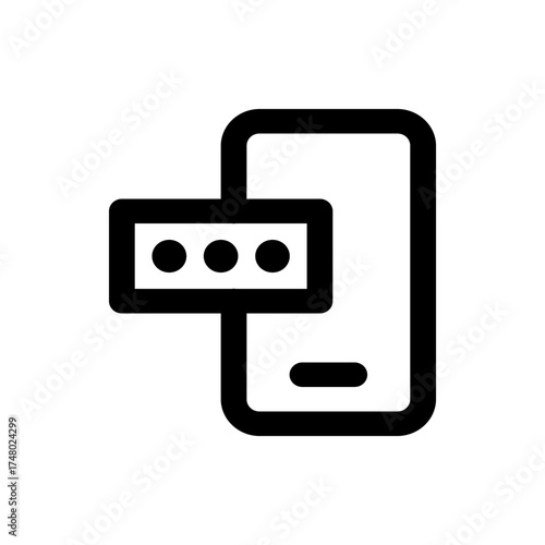 Illustration of a smartphone with a message box displaying three dots indicating typing in black and white