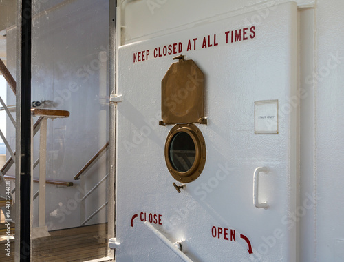 Photos Safety watertight bulkhead closed door on a cruise ship