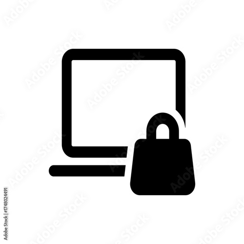 Laptop computer with a padlock displayed in front indicating security and data protection measures in place