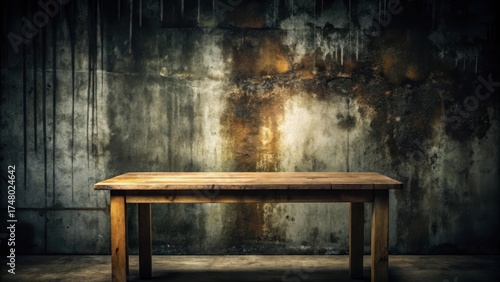 Aged wooden table with a worn