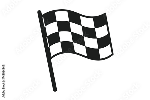 Black and white checkered racing flag icon on white background