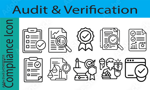 Abstract graphic design representing audit and verification Compliance processes with geometric shapes and lines isolated on white background