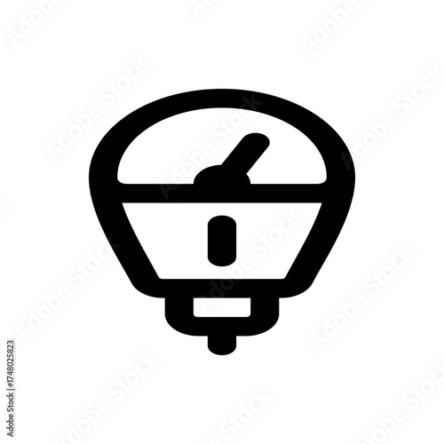 Illustration of a black parking meter with a visible dial and indicator needle design on a white background