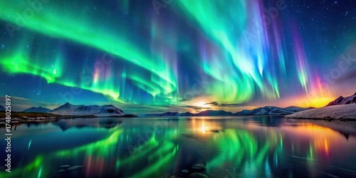 Wallpaper Mural A mesmerizing aurora borealis in the night sky Torontodigital.ca