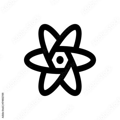 Black and white icon of a landscape inside a rounded square with a circle in the upper right corner design