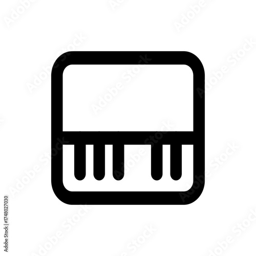 Illustration of a pie with a cherry on top and a wavy crust in a simple black and white outline style