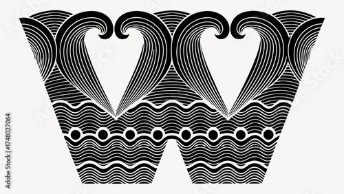 Elegant wave pattern border design with art deco flair and a touch of nature