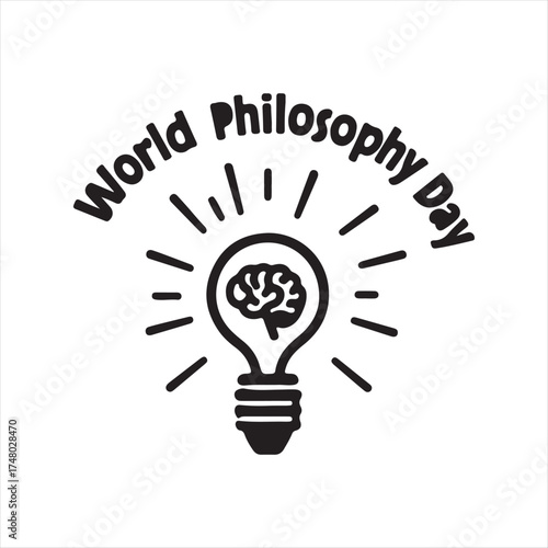 Educational World Philosophy Day Typography Art,
Brain Light Bulb Icon for World Philosophy Day,
Inspirational World Philosophy Day Logo Design,
World Philosophy Day Creative Brain Lightbulb,