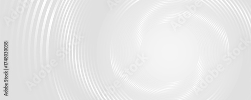 Abstract gray background with glowing white lines circles. Vector Illustration