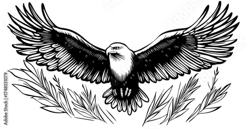 With its wings outstretched, the silhouette of an eagle in flight exudes an aura of power and majesty