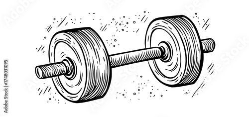 A black silhouette dumbbell illustration, embodying strength training and fitness equipment