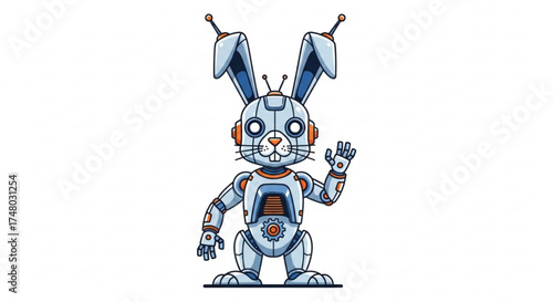 Robot rabbit a futuristic and whimsical depiction of a robotic bunny, blending technology with the charm of a classic animal