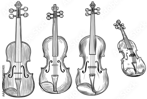 A vintage violin silhouette illustration is suitable for classical music and artistic design themes