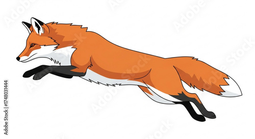 A leaping fox, showcasing its agility and grace as it bounds through the air with a determined expression on its face