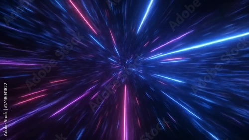 Abstract neon lines futuristic digital art with light effects