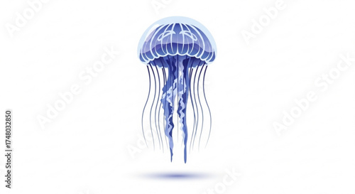 A mesmerizing vector illustration of a jellyfish, , showcasing its ethereal beauty and graceful movement in the ocean depths