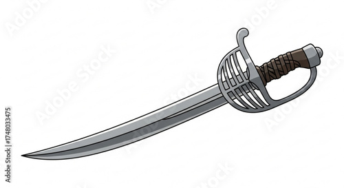 Pirate cutlass historical weapon of pirates and sailors steel blade and ornate hilt symbol of adventure, treasure, and swashbuckling tales