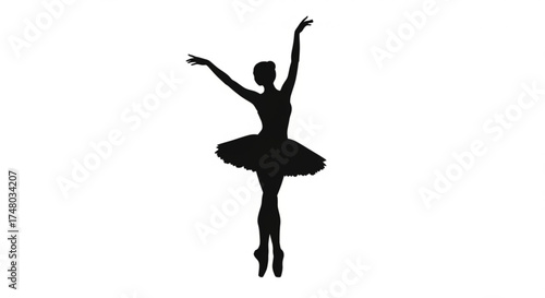 Silhouette of a ballerina in a tutu dancing gracefully, the dancers pose is elegant and expressive, capturing the beauty of ballet