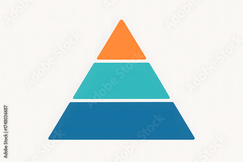 Minimal pyramid chart with three colored tiers, infographic template