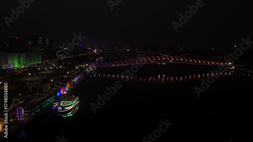 Atal Bridge, Ahmedabad City, Night View, Ahmedabad, Gujarat, India.