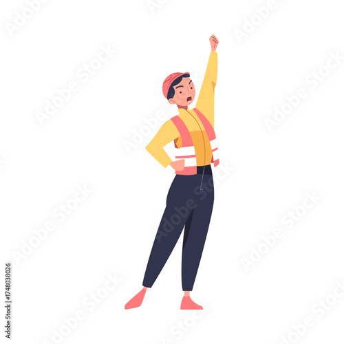 Woman Worker Protesting Participate in Public Demonstration and Rally Vector Illustration