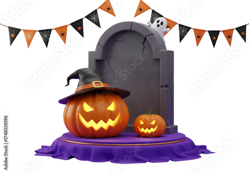 Halloween Jack-O'-Lantern and Gravestone Display

