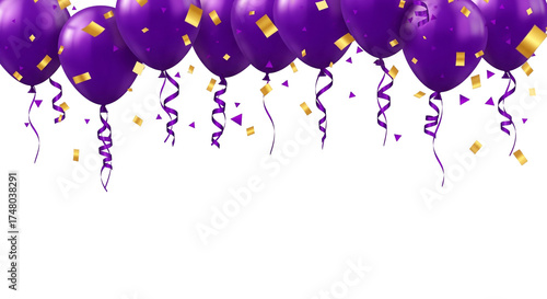 colorful confetti and balloon decorate 