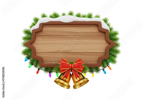 christmas wreath on wooden background