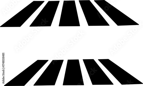Abstract black geometric stripes design on white background. Minimal modern pattern with perspective lines, perfect for graphic design, decor, and backgrounds.
